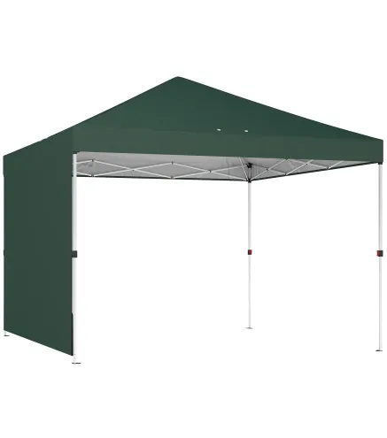 Carpa Plegable Pop-up 3x3 m con Pared Lateral UPF50+ Altura Ajustable Empuje Central Bolsa de Transporte Verde