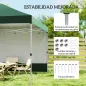 Carpa Plegable Pop-up 3x3 m con Pared Lateral UPF50+ Altura Ajustable Empuje Central Bolsa de Transporte Verde