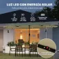 Sombrilla Doble de Jardín 4x2 m con 36 Luces LED UPF50+ Manivela 12 Varillas Resistente al Agua Beige