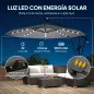 Parasol Excéntrico con Luces LED Solares 330x295 cm Sombrilla con Base Cruzada Manivela Funda Protectora Gris Oscuro