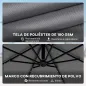 Parasol Excéntrico con Luces LED Solares 330x295 cm Sombrilla con Base Cruzada Manivela Funda Protectora Gris Oscuro