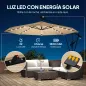 Parasol Excéntrico con Luces LED Solares 330x295 cm Sombrilla Jardín con Base Cruzada Manivela Funda Protectora Caqui