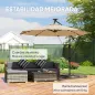 Parasol Excéntrico con Luces LED Solares 330x295 cm Sombrilla Jardín con Base Cruzada Manivela Funda Protectora Caqui