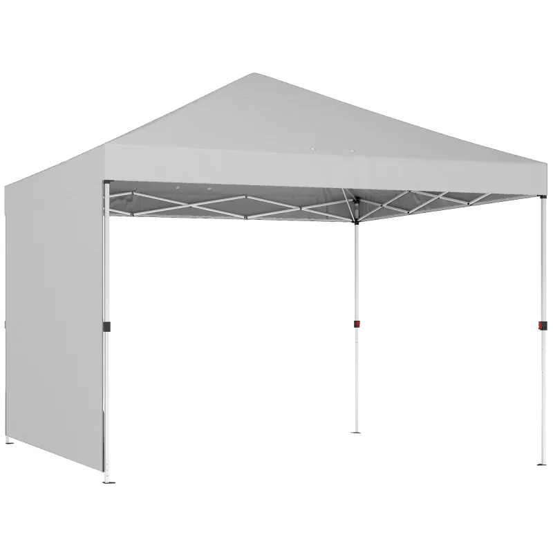 Carpa Plegable Pop-up 3x3 m con Pared Lateral UPF50+ Altura Ajustable Empuje Central Bolsa de Transporte Blanco