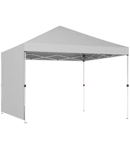 Carpa Plegable Pop-up 3x3 m con Pared Lateral UPF50+ Altura Ajustable Empuje Central Bolsa de Transporte Blanco