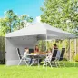 Carpa Plegable Pop-up 3x3 m con Pared Lateral UPF50+ Altura Ajustable Empuje Central Bolsa de Transporte Blanco