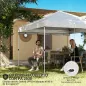 Carpa Plegable Pop-up 3x3 m con Pared Lateral UPF50+ Altura Ajustable Empuje Central Bolsa de Transporte Blanco