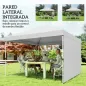 Carpa Plegable Pop-up 3x3 m con Pared Lateral UPF50+ Altura Ajustable Empuje Central Bolsa de Transporte Blanco