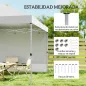 Carpa Plegable Pop-up 3x3 m con Pared Lateral UPF50+ Altura Ajustable Empuje Central Bolsa de Transporte Blanco