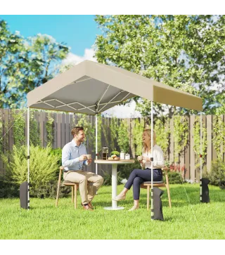 Carpa Plegable 2,4x2,4 m Pop-up UPF50+ Bloqueo Central Altura Ajustable Bolsa de Transporte Sacos Arena Beige