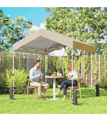 Carpa Plegable 2,4x2,4 m Pop-up UPF50+ Bloqueo Central Altura Ajustable Bolsa de Transporte Sacos Arena Beige