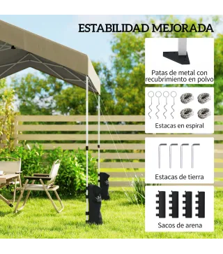 Carpa Plegable 2,4x2,4 m Pop-up UPF50+ Bloqueo Central Altura Ajustable Bolsa de Transporte Sacos Arena Beige