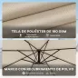 Parasol Excéntrico Ø300 cm con Base Cruzada Toldo Ajustable y Manivela UPF30+ para Terraza Patio Blanco Crema