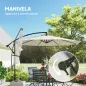 Parasol Excéntrico Ø300 cm con Base Cruzada Toldo Ajustable y Manivela UPF30+ para Terraza Patio Blanco Crema