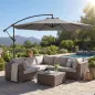 Parasol Excéntrico Ø300 cm con Base Cruzada Toldo Ajustable y Manivela UPF30+ para Terraza Patio Gris