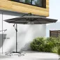 Parasol Excéntrico Ø300 cm con Base Cruzada Toldo Ajustable y Manivela UPF30+ para Terraza Patio Gris