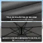 Parasol Excéntrico Ø300 cm con Base Cruzada Toldo Ajustable y Manivela UPF30+ para Terraza Patio Gris