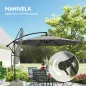 Parasol Excéntrico Ø300 cm con Base Cruzada Toldo Ajustable y Manivela UPF30+ para Terraza Patio Gris