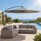 Parasol Excéntrico Ø300 cm con Base Cruzada Toldo Ajustable y Manivela UPF30+ para Terraza Patio Gris