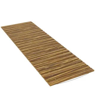 Camino de Jardín de Madera 120x38 cm Pasarela Recta Enrollable para Exteriores Resistente a la Intemperie Carbonizado