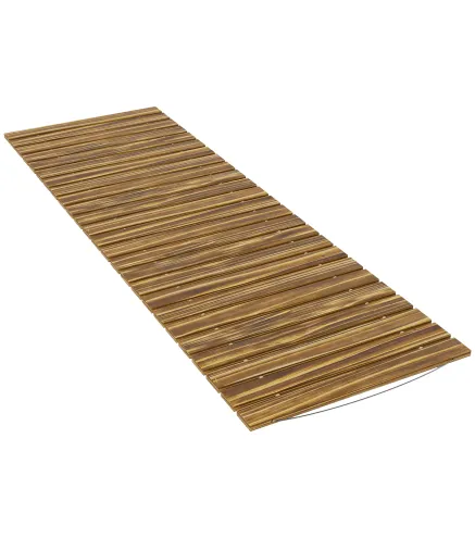 Camino de Jardín de Madera 120x38 cm Pasarela Recta Enrollable para Exteriores Resistente a la Intemperie Carbonizado