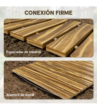 Camino de Jardín de Madera 120x38 cm Pasarela Recta Enrollable para Exteriores Resistente a la Intemperie Carbonizado