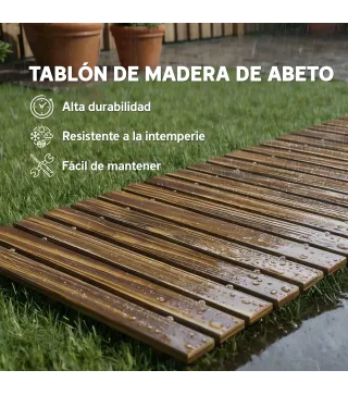 Camino de Jardín de Madera 120x38 cm Pasarela Recta Enrollable para Exteriores Resistente a la Intemperie Carbonizado