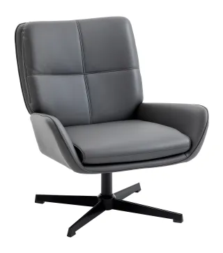 Butaca de Salón Tapizado en PU Sillón Lectura con Asiento Acolchado Reposabrazos Patas Metálicas Gris