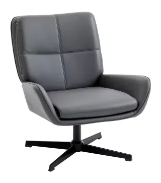 Butaca de Salón Tapizado en PU Sillón Lectura con Asiento Acolchado Reposabrazos Patas Metálicas Gris