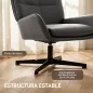 Butaca de Salón Tapizado en PU Sillón Lectura con Asiento Acolchado Reposabrazos Patas Metálicas Gris