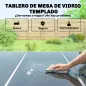 Conjunto de Mesa y Sillas Jardín con Mesa de Vidrio Templado 6 Sillas Apilables Transpirables para Terraza Gris