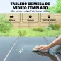 Conjunto de Mesa y Sillas Jardín con Mesa de Vidrio Templado y 6 Sillas Apilables Transpirables para Terraza Negro