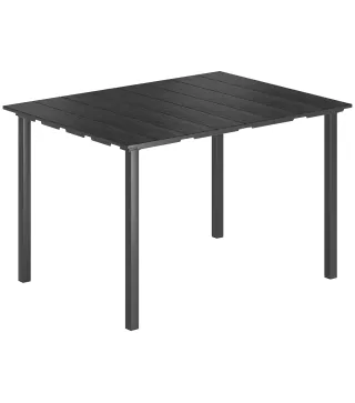 Mesa de Comedor de Jardín para 6 Personas con Superficie de HDPE Estructura Metálica para Patio 120x90x74 cm Negro