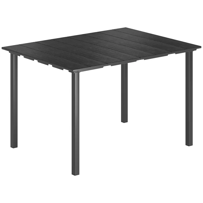 Mesa de Comedor de Jardín para 6 Personas con Superficie de HDPE Estructura Metálica para Patio 120x90x74 cm Negro