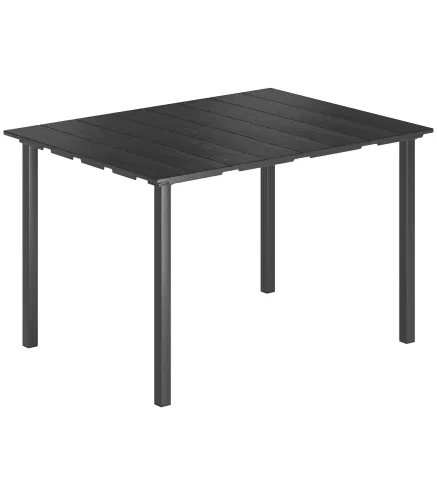 Mesa de Comedor de Jardín para 6 Personas con Superficie de HDPE Estructura Metálica para Patio 120x90x74 cm Negro