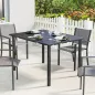 Mesa de Comedor de Jardín para 6 Personas con Superficie de HDPE Estructura Metálica para Patio 120x90x74 cm Negro