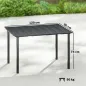 Mesa de Comedor de Jardín para 6 Personas con Superficie de HDPE Estructura Metálica para Patio 120x90x74 cm Negro