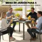 Mesa de Comedor de Jardín para 6 Personas con Superficie de HDPE Estructura Metálica para Patio 120x90x74 cm Negro