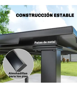 Mesa de Comedor de Jardín para 6 Personas con Superficie de HDPE Estructura Metálica para Patio 120x90x74 cm Negro