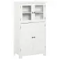 Armario Auxiliar de Baño con Puertas de Cristal y Estante Ajustable Armario Multifuncional 60x30x108,5cm Blanco
