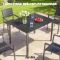 Mesa de Comedor de Jardín para 6 Personas con Superficie de HDPE Estructura Metálica para Patio 120x90x74 cm Negro