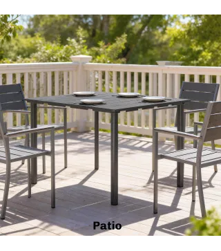 Mesa de Comedor de Jardín para 6 Personas con Superficie de HDPE Estructura Metálica para Patio 120x90x74 cm Negro