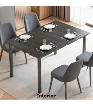 Mesa de Comedor de Jardín para 6 Personas con Superficie de HDPE Estructura Metálica para Patio 120x90x74 cm Negro