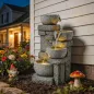 Fuente de Jardín con Iluminación LED Bomba Fuente Decorativa en Cascada de 4 Niveles Flujo Ajustable Gris