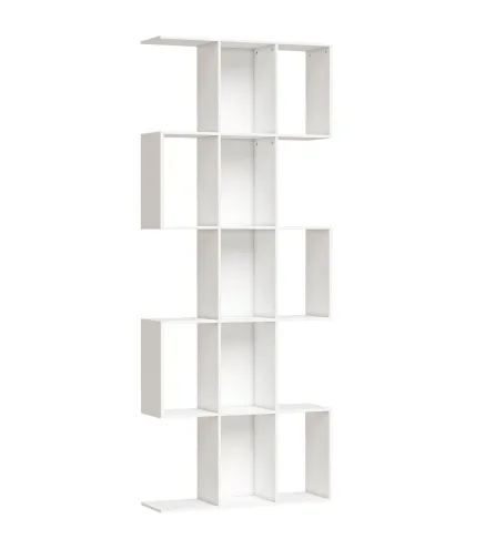 Librería en Forma de S de 5 Niveles para Salón Dormitorio Estudio Oficina 80x24x200 cm Blanco
