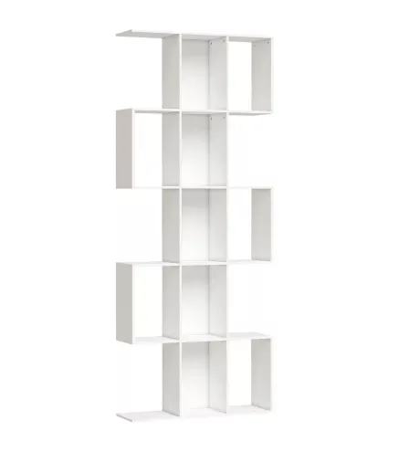 Librería en Forma de S de 5 Niveles para Salón Dormitorio Estudio Oficina 80x24x200 cm Blanco