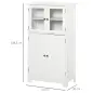 Armario Auxiliar de Baño con Puertas de Cristal y Estante Ajustable Armario Multifuncional 60x30x108,5cm Blanco