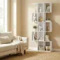 Librería en Forma de S de 5 Niveles para Salón Dormitorio Estudio Oficina 80x24x200 cm Blanco