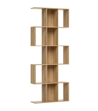 Librería en Forma de S de 5 Niveles para Salón Dormitorio Estudio Oficina 80x24x200 cm Roble