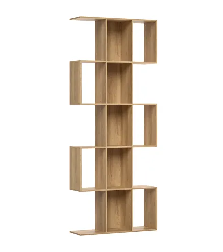 Librería en Forma de S de 5 Niveles para Salón Dormitorio Estudio Oficina 80x24x200 cm Roble